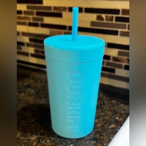 Dunkin' Blue Silicone Tumbler with Straw